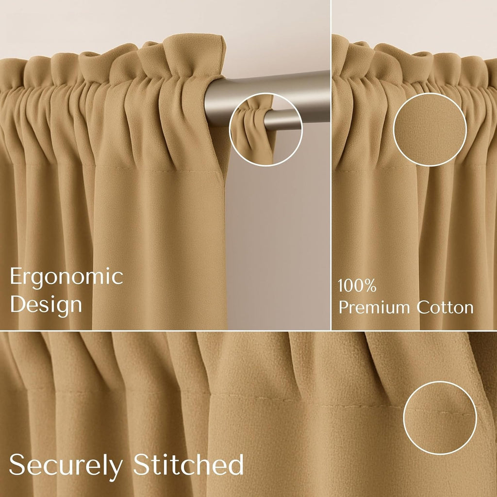 Beige Semi‑Sheer Window Valance Set
