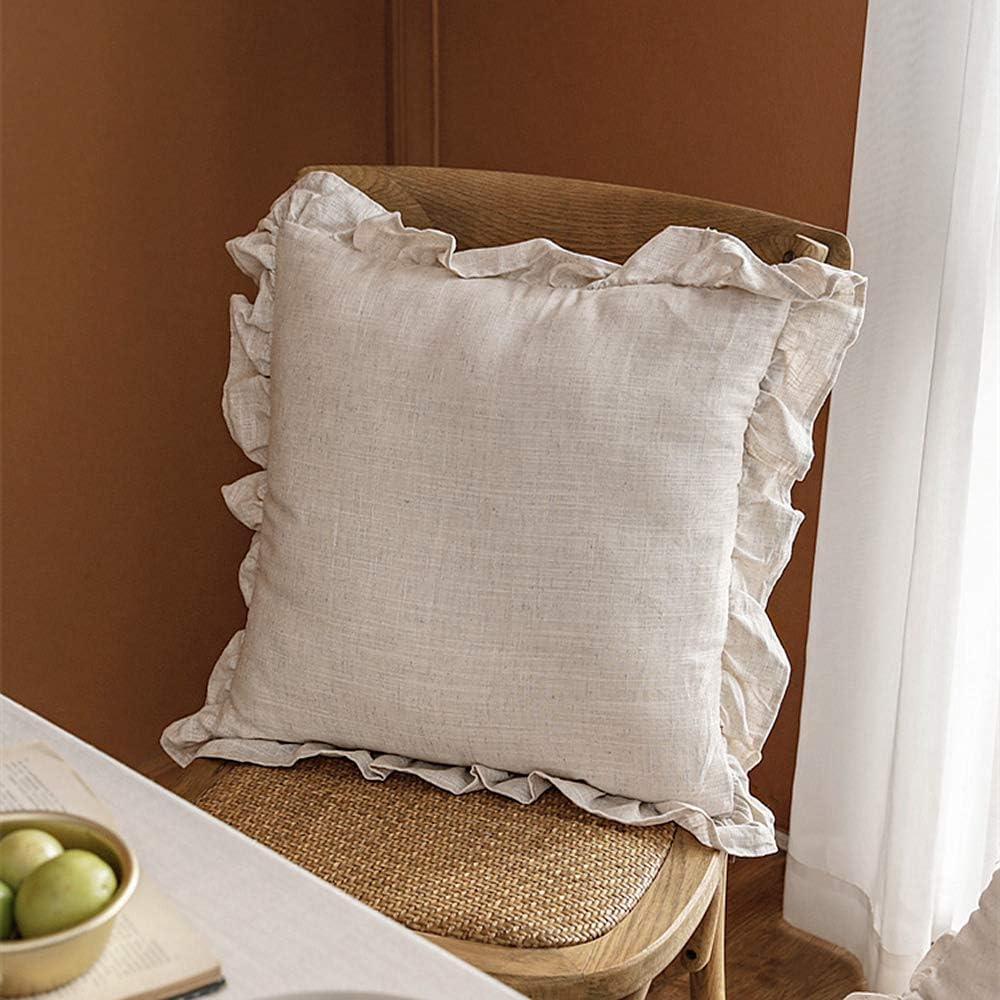 Washed Flax Ruffled Linen Pillow Cover Set
