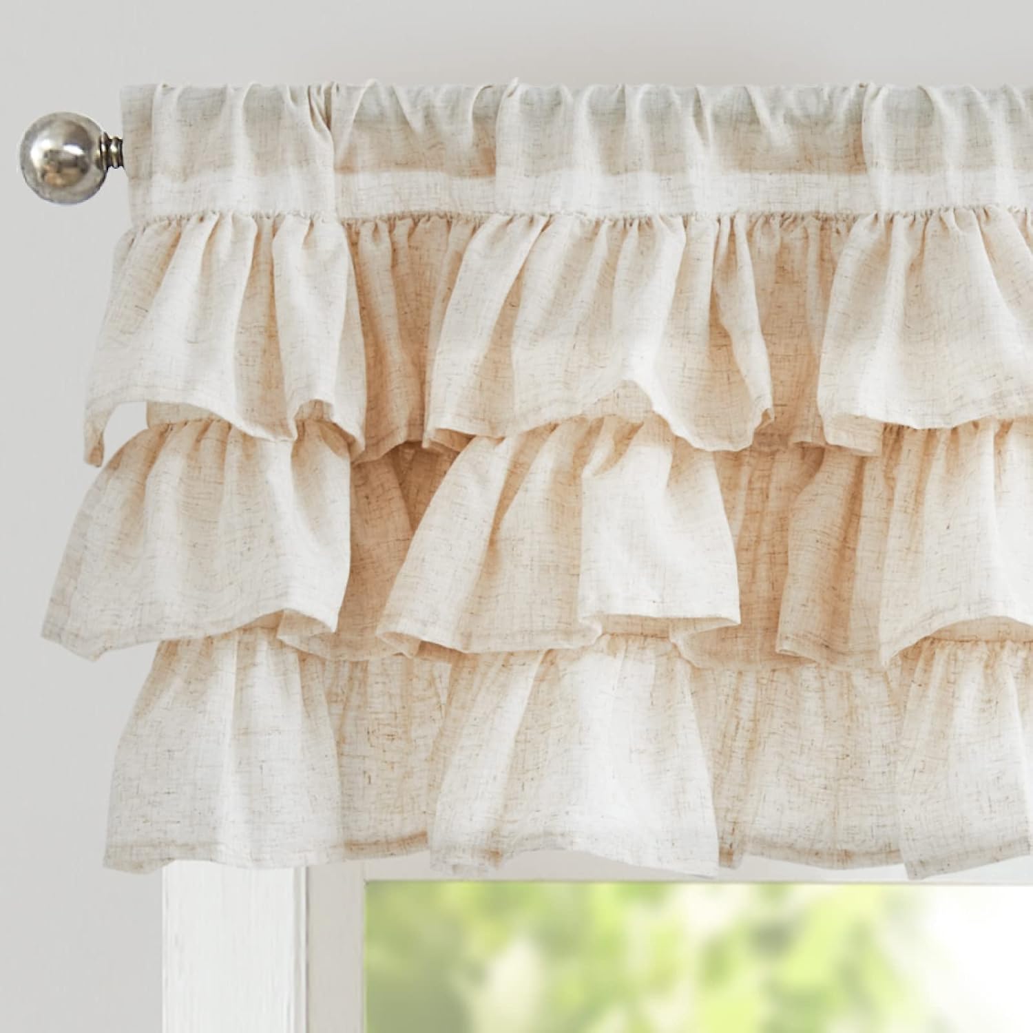 Crude Linen Ruffled Farmhouse Valance