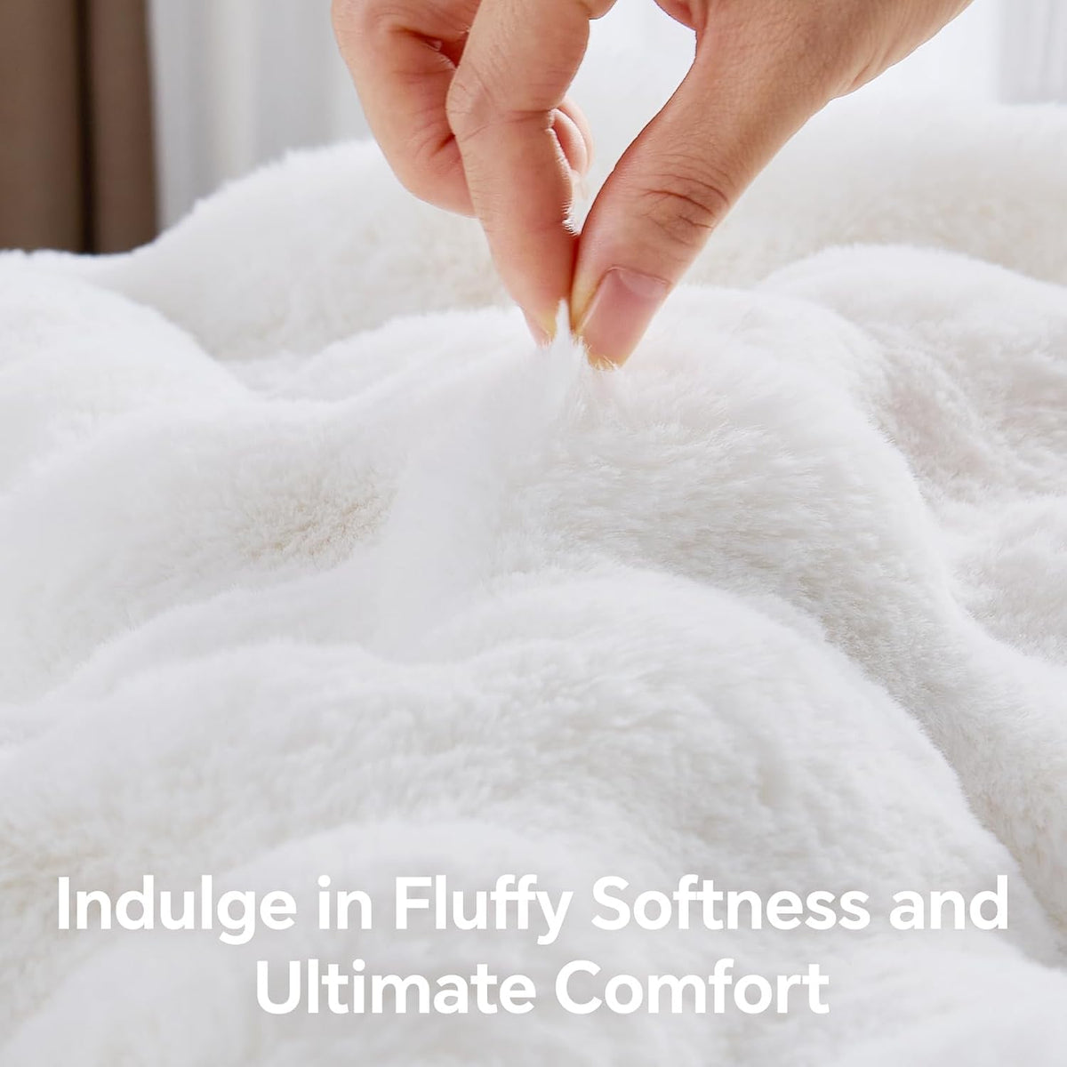 White Bubble Faux Fur Plush Throw Blanket