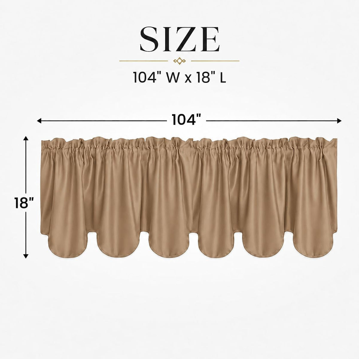 Taupe Scalloped Window Valance Set