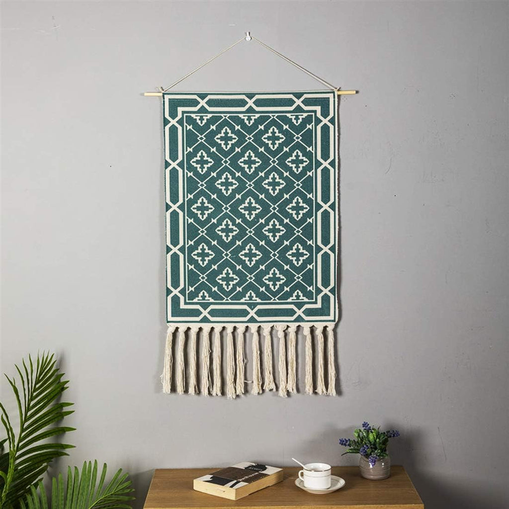 Dark‑Green Boho Macrame Wall Tapestry Decor