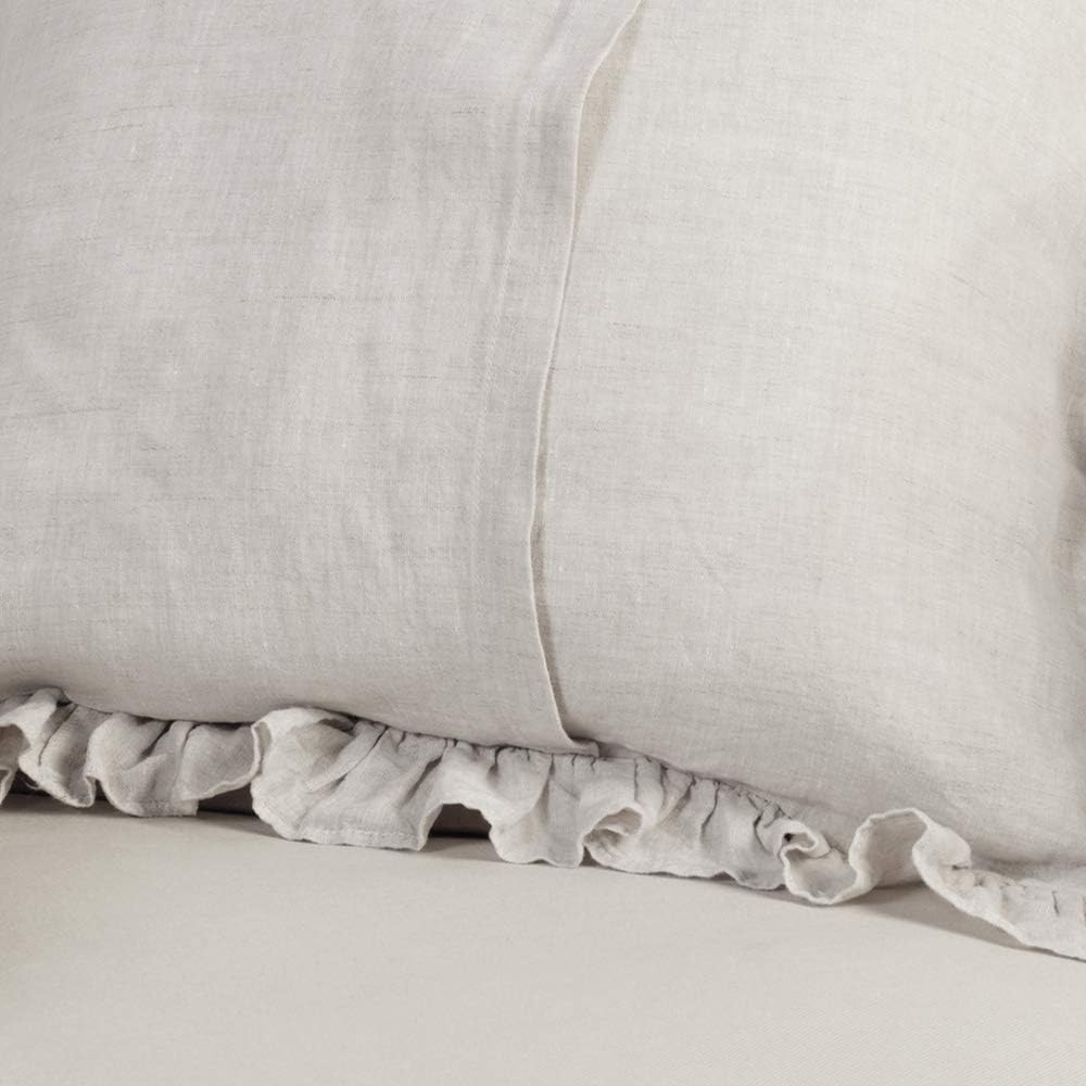 Washed Flax Ruffled Linen Pillow Cover Set
