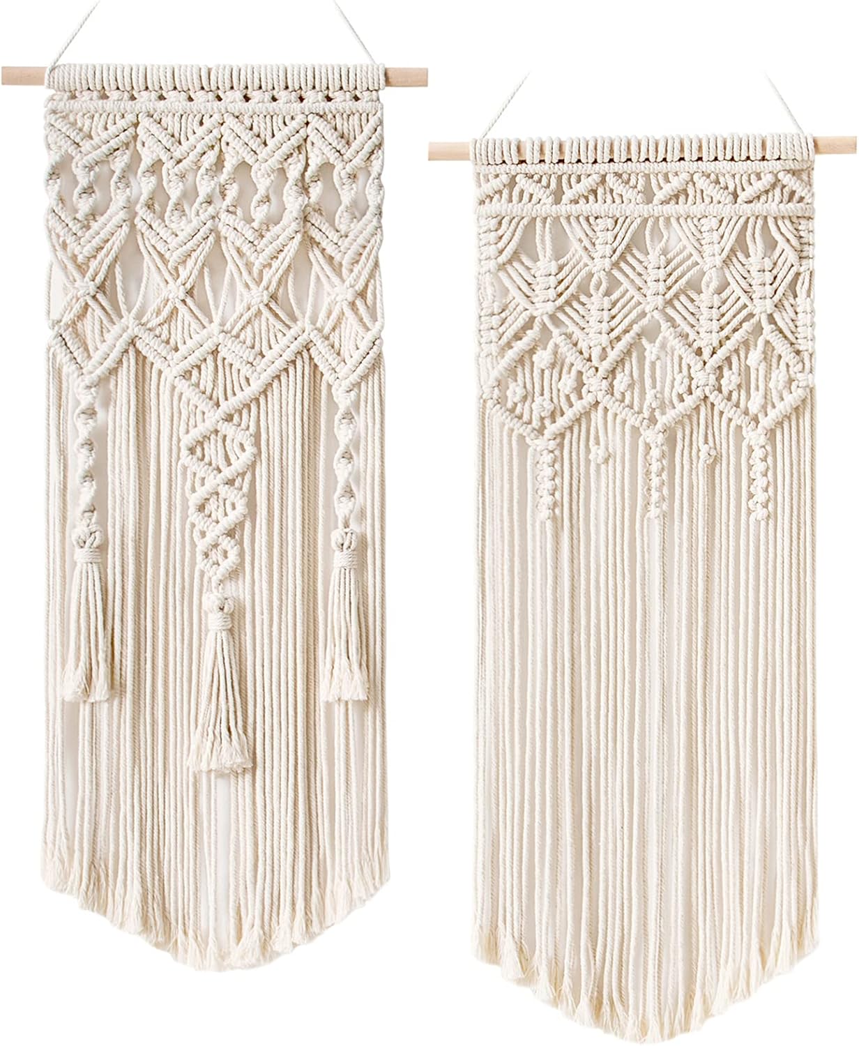 Ivory Boho Woven Macrame Wall Hanging Decor