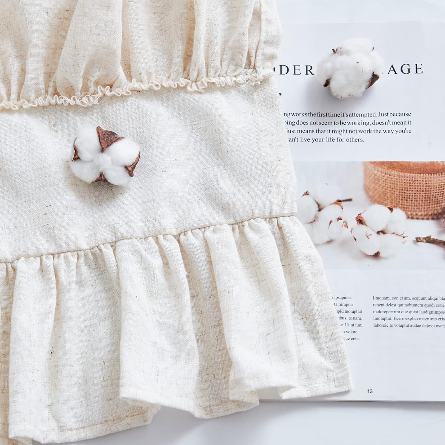 Crude Linen Ruffled Farmhouse Valance