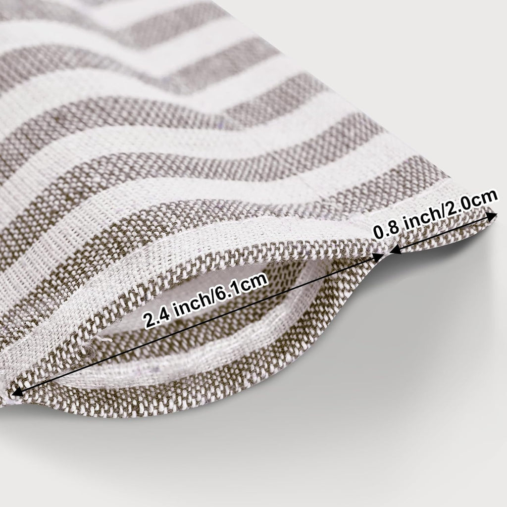 Brown Striped Button Farmhouse Valance