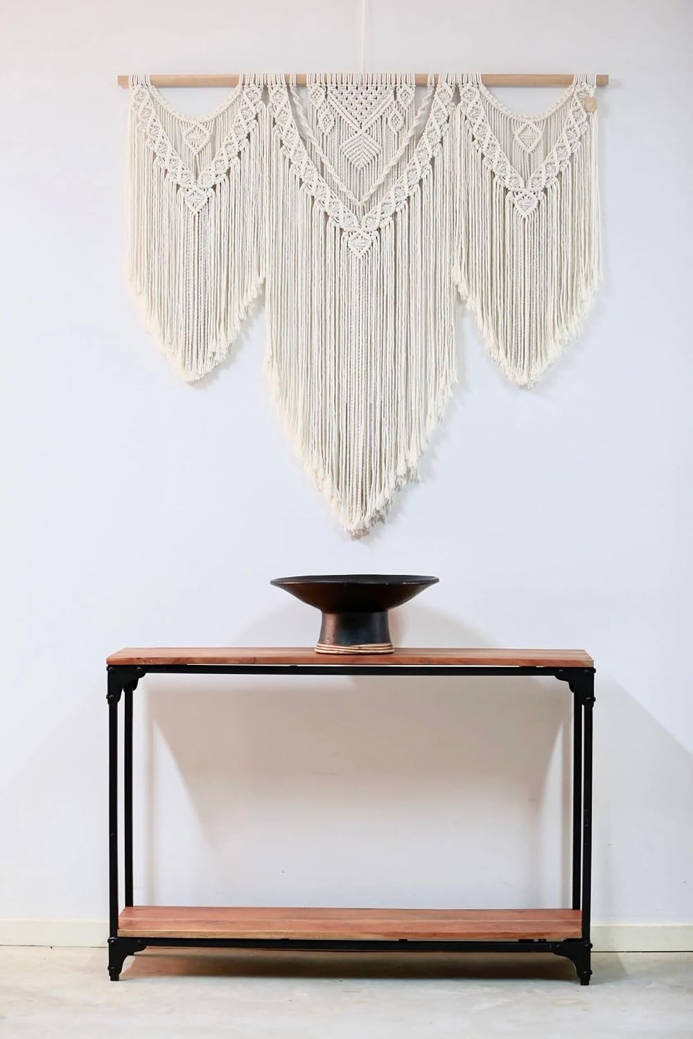 Beige Boho Large Geometric Macrame Wall Decor