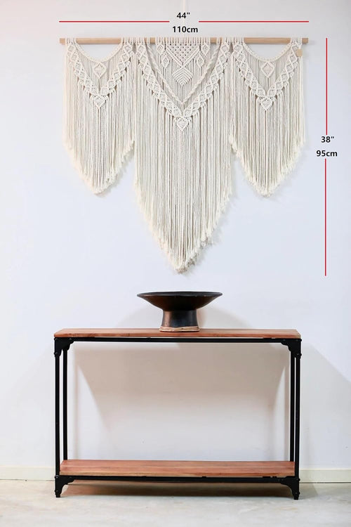 Beige Boho Large Geometric Macrame Wall Decor