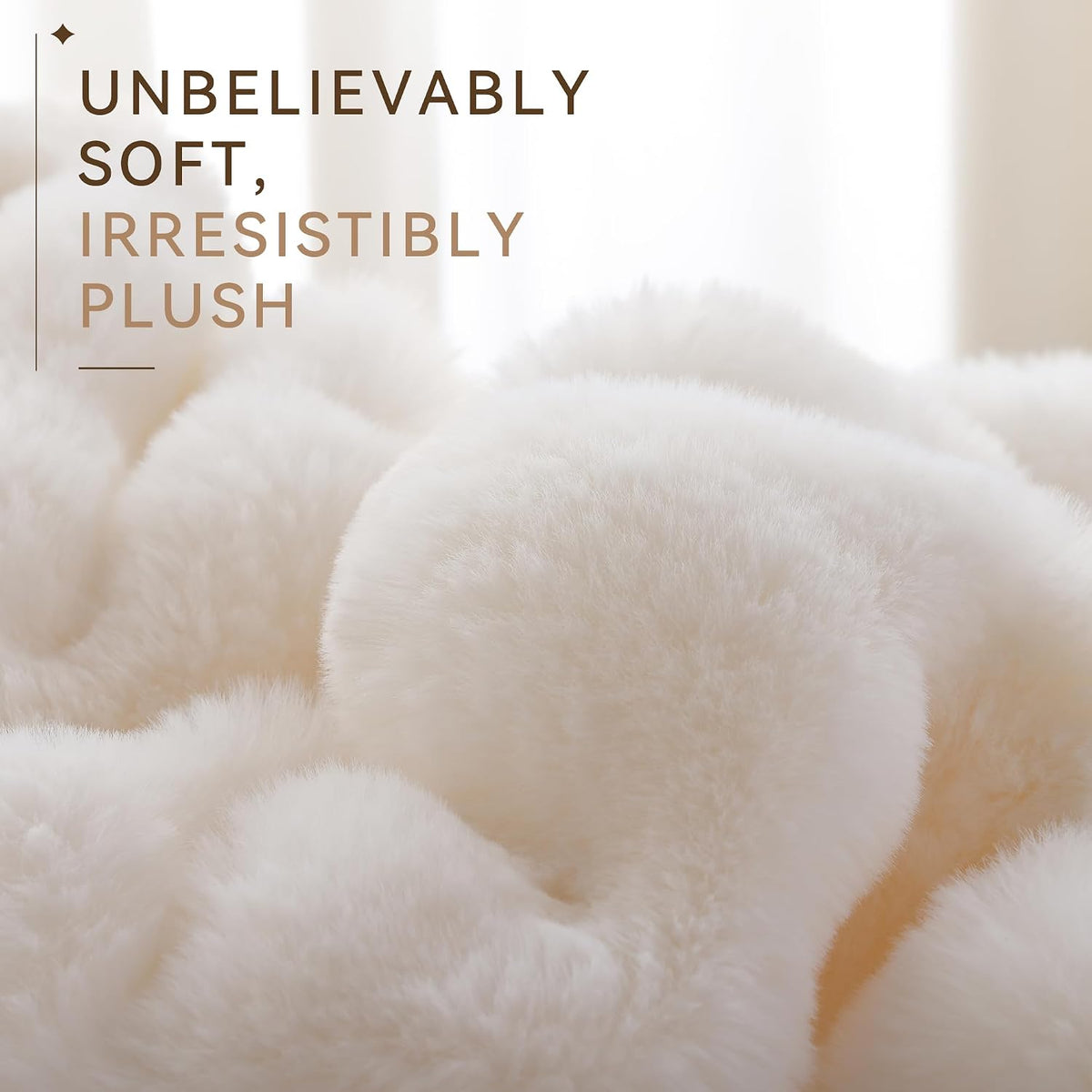 Cream Bubble Faux Rabbit Fur Plush Throw Blanket