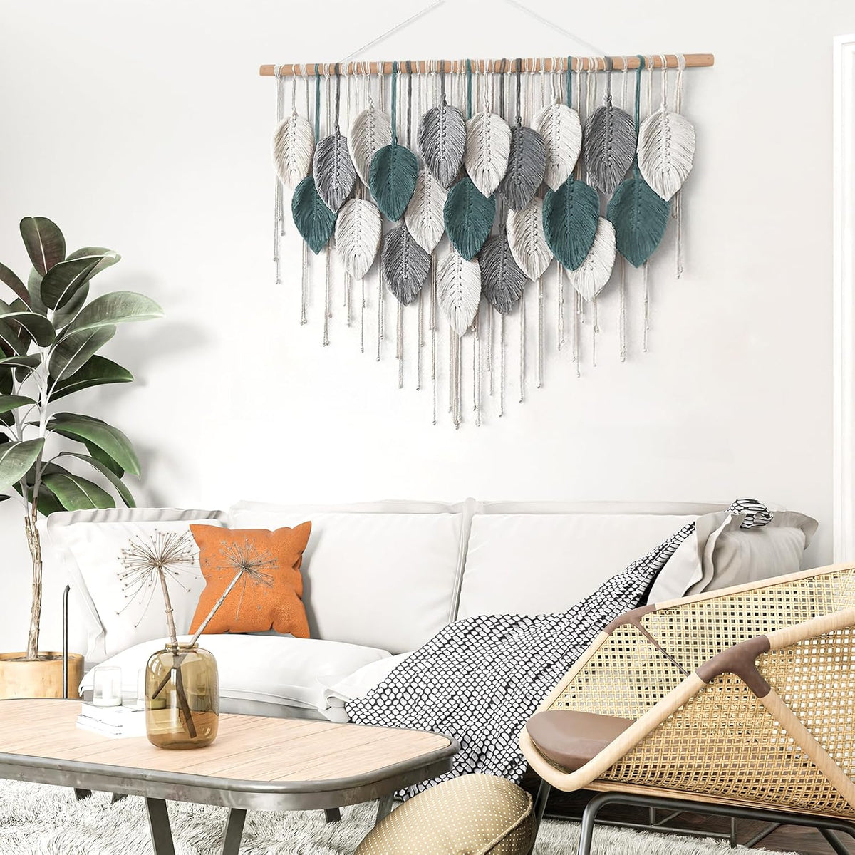 Boho Leaf Handmade Large Macrame Wall Decor