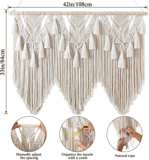 Beige Boho Large Woven Macrame Wall Decor