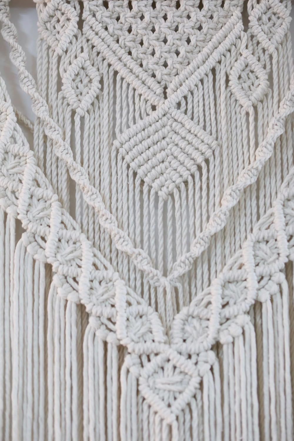 Beige Boho Large Geometric Macrame Wall Decor