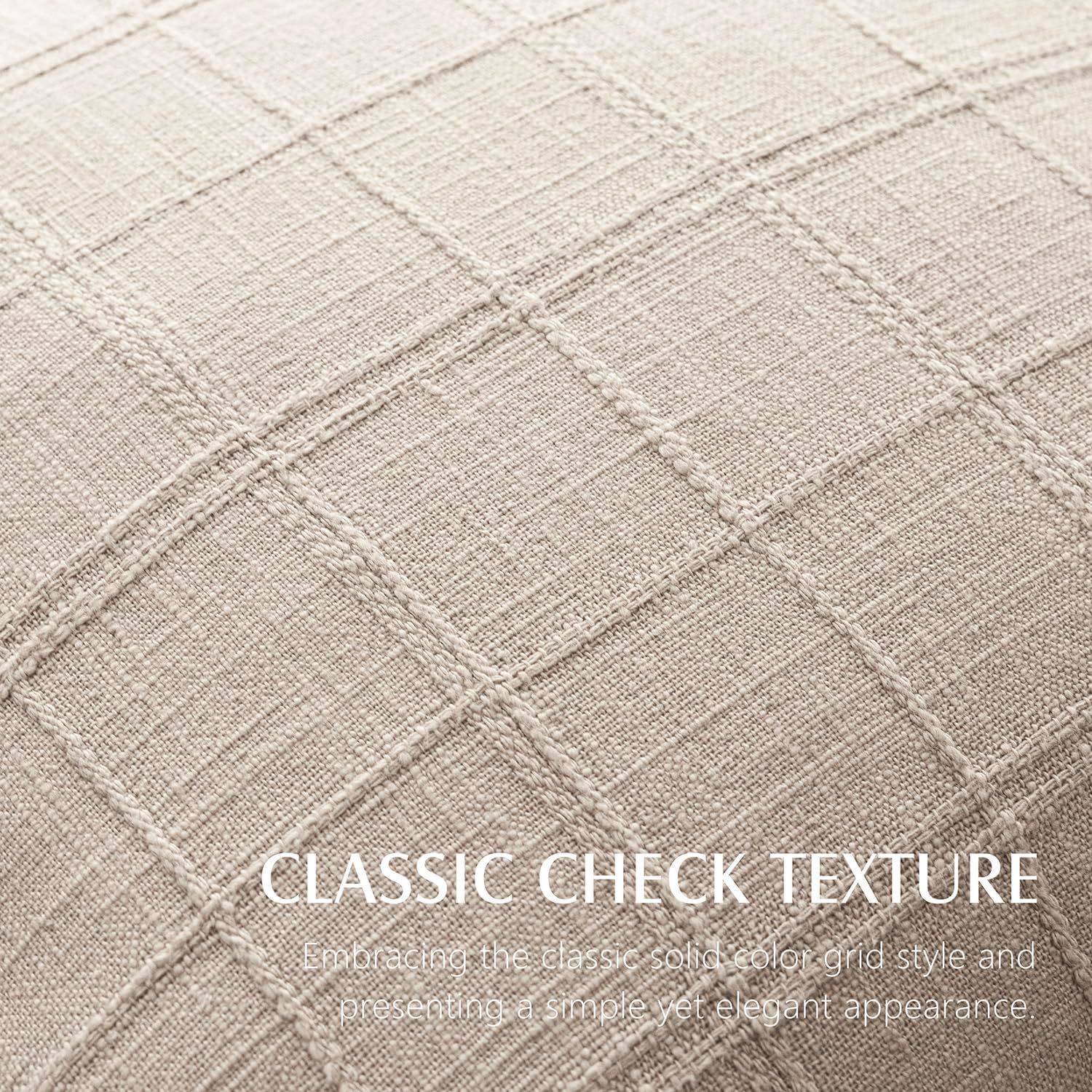 Natural Linen Check Fringe Pillow Cover Set