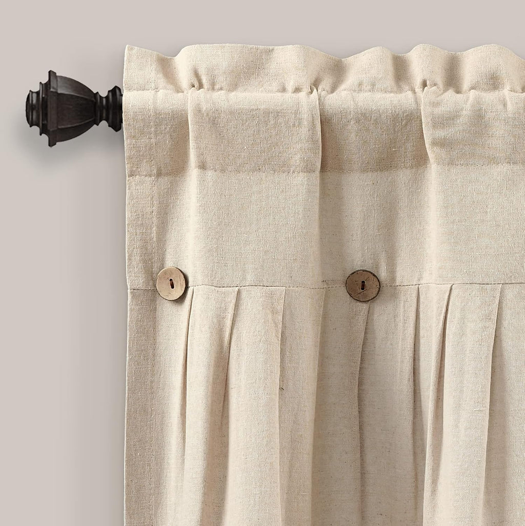 Dark Linen Button Farmhouse Valance