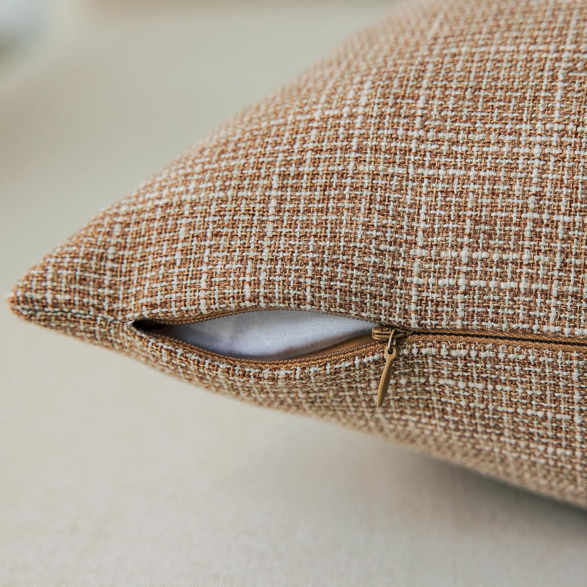Natural Linen Square Pillow Cover Set