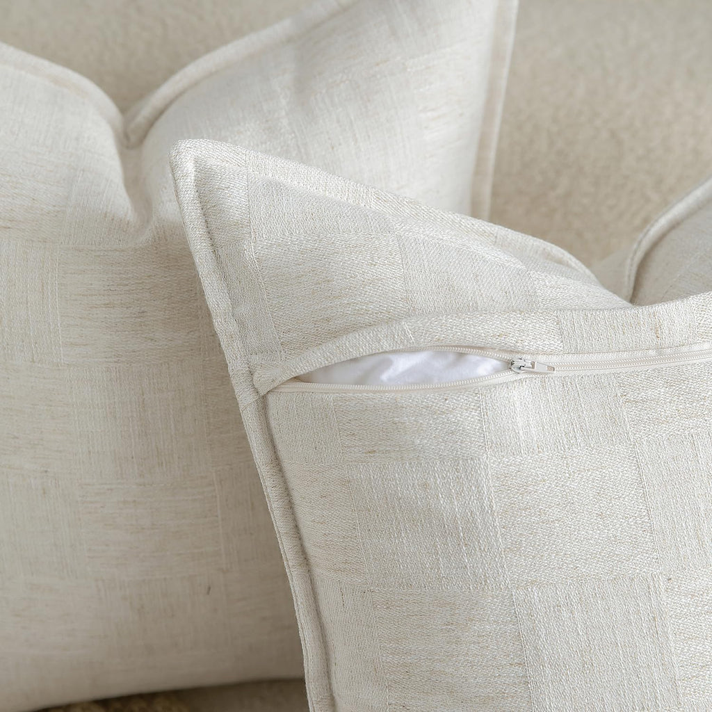 Natural White Linen‑Blend Pillow Cover Set