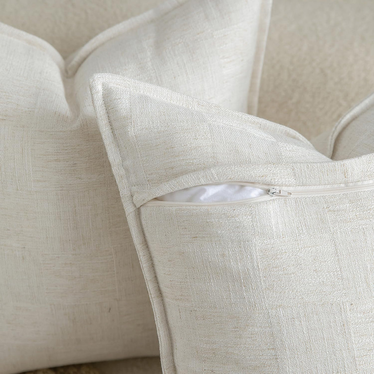Natural White Linen‑Blend Pillow Cover Set