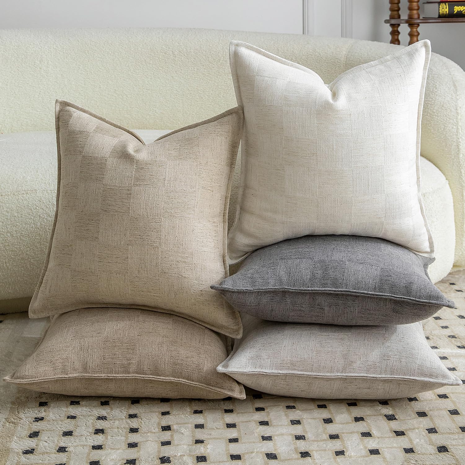 Natural White Linen‑Blend Pillow Cover Set