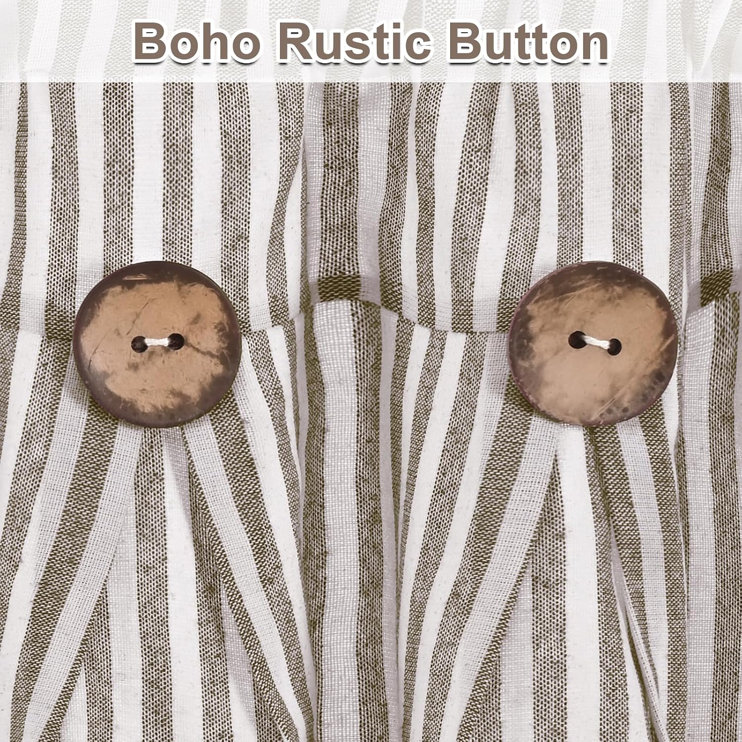 Brown Striped Button Farmhouse Valance