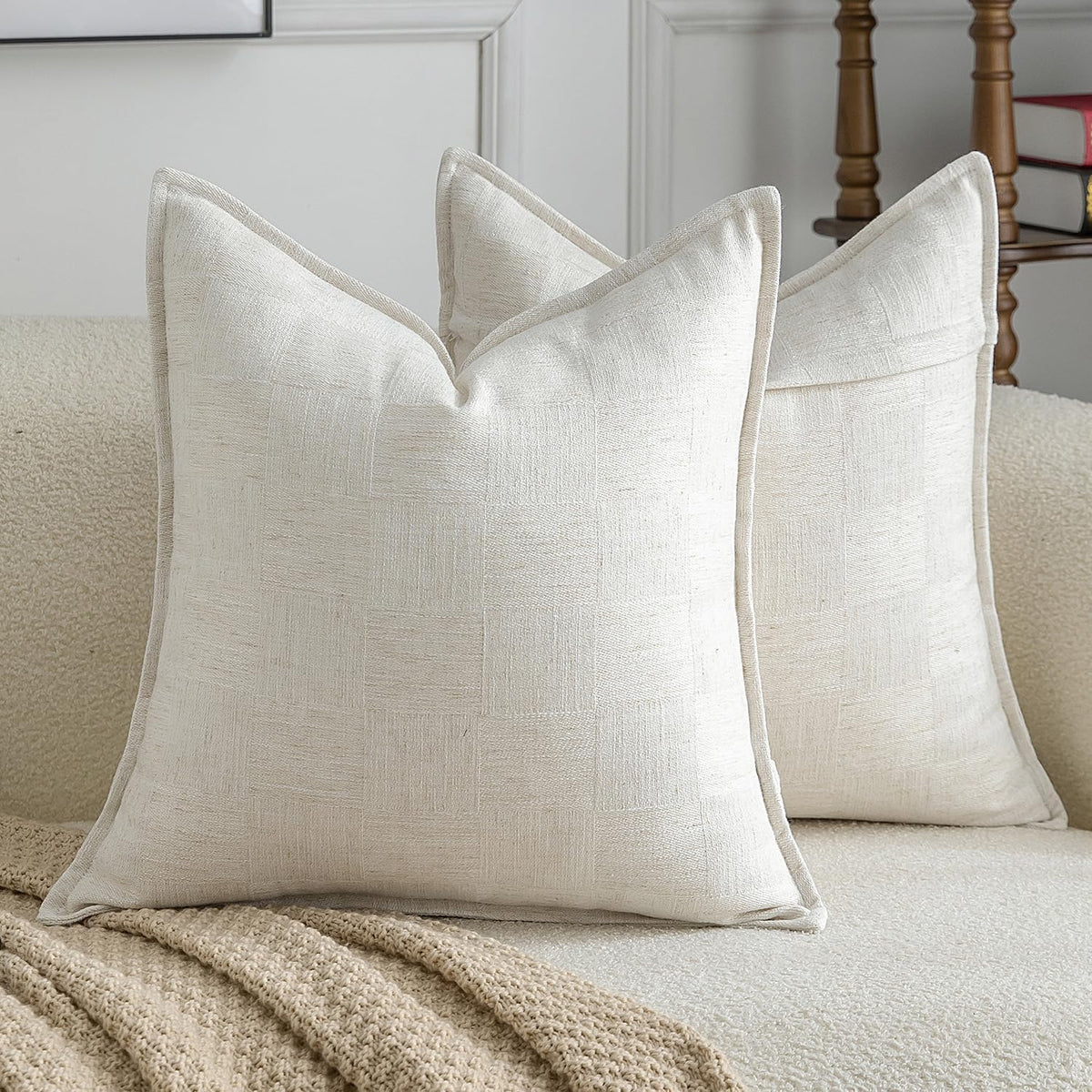 Natural White Linen‑Blend Pillow Cover Set