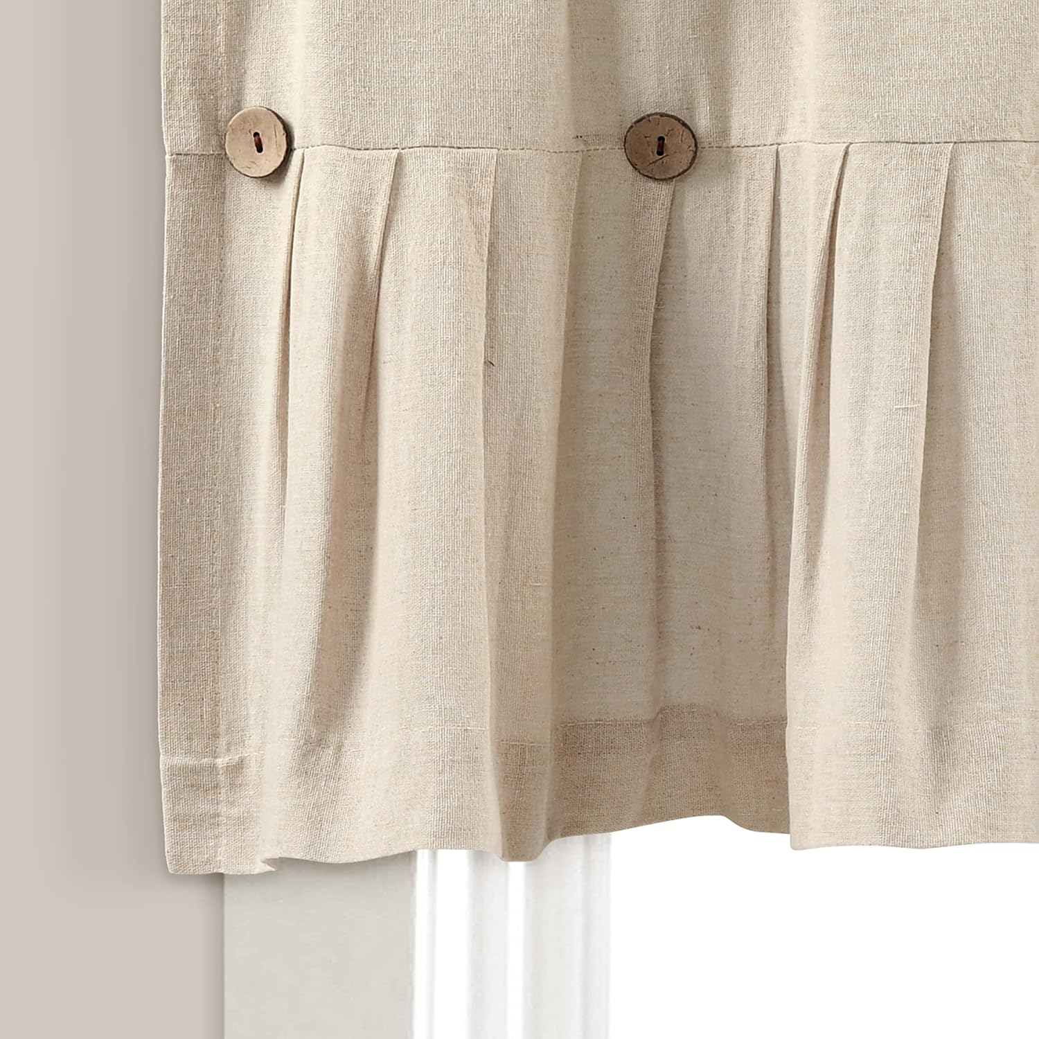 Dark Linen Button Farmhouse Valance