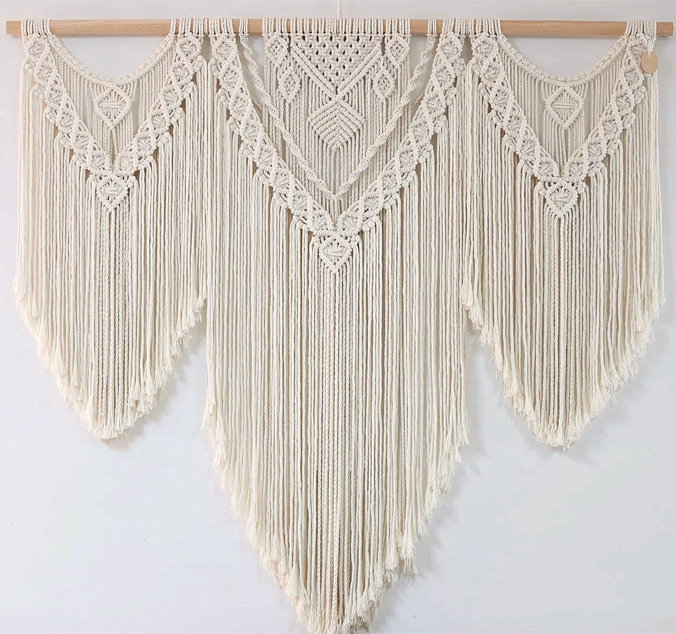 Beige Boho Large Geometric Macrame Wall Decor