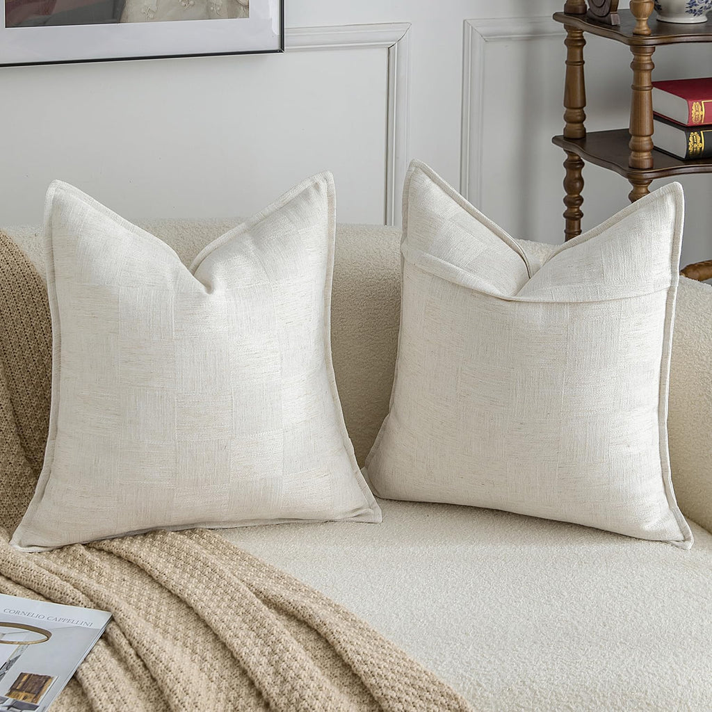 Natural White Linen‑Blend Pillow Cover Set