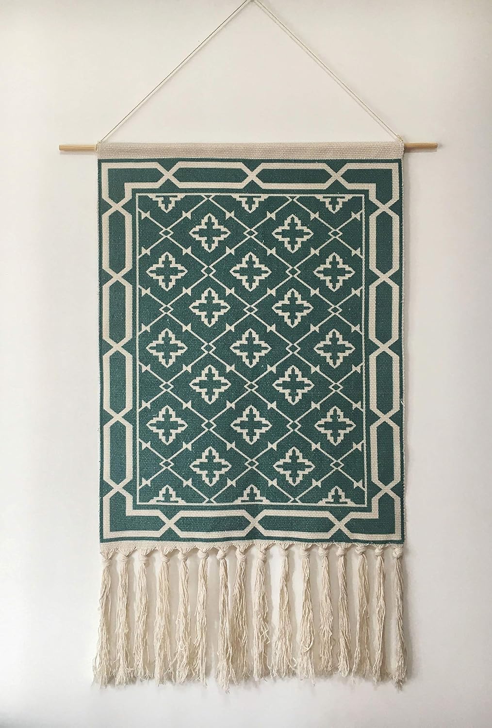 Dark‑Green Boho Macrame Wall Tapestry Decor