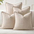 Beige Linen Decorative Pillow Cover Set