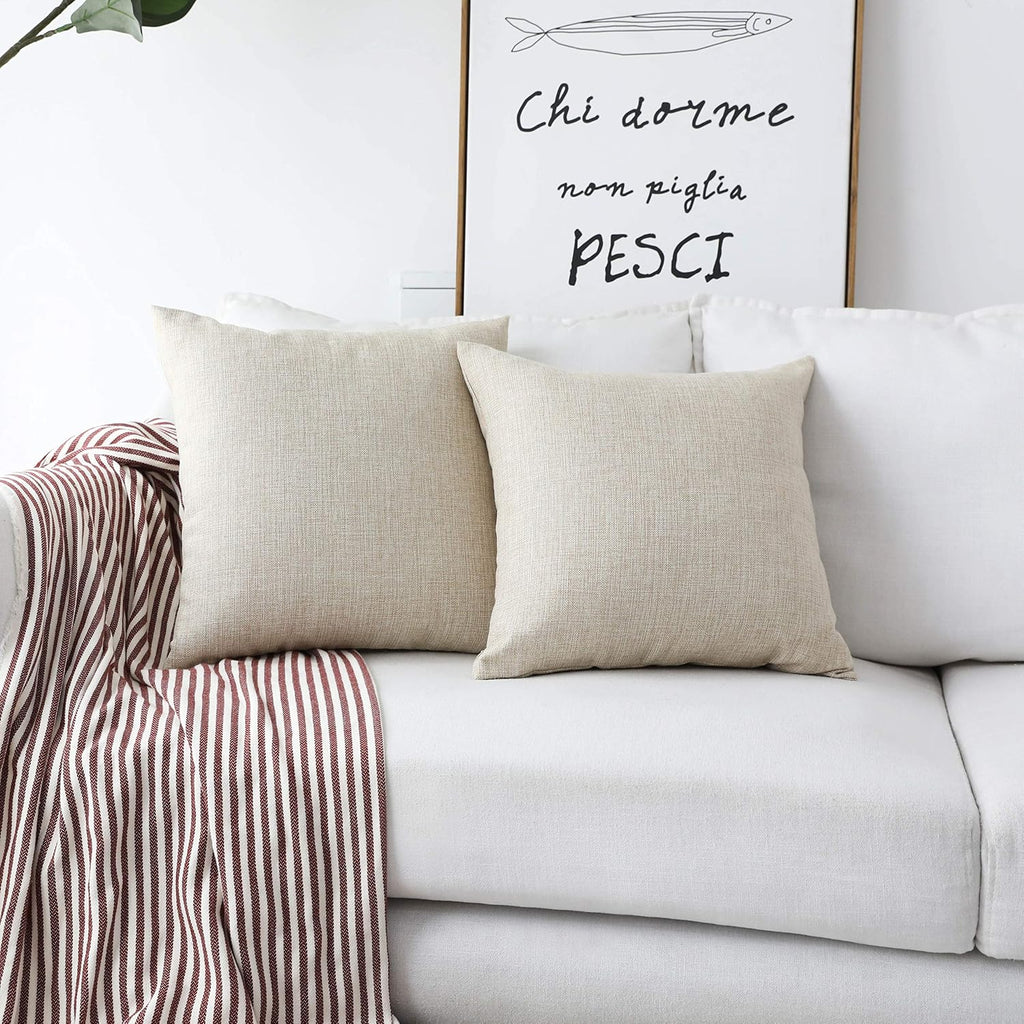 Light Linen Burlap Pillow Sham Set