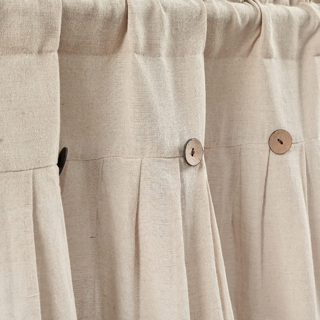 Dark Linen Button Farmhouse Valance