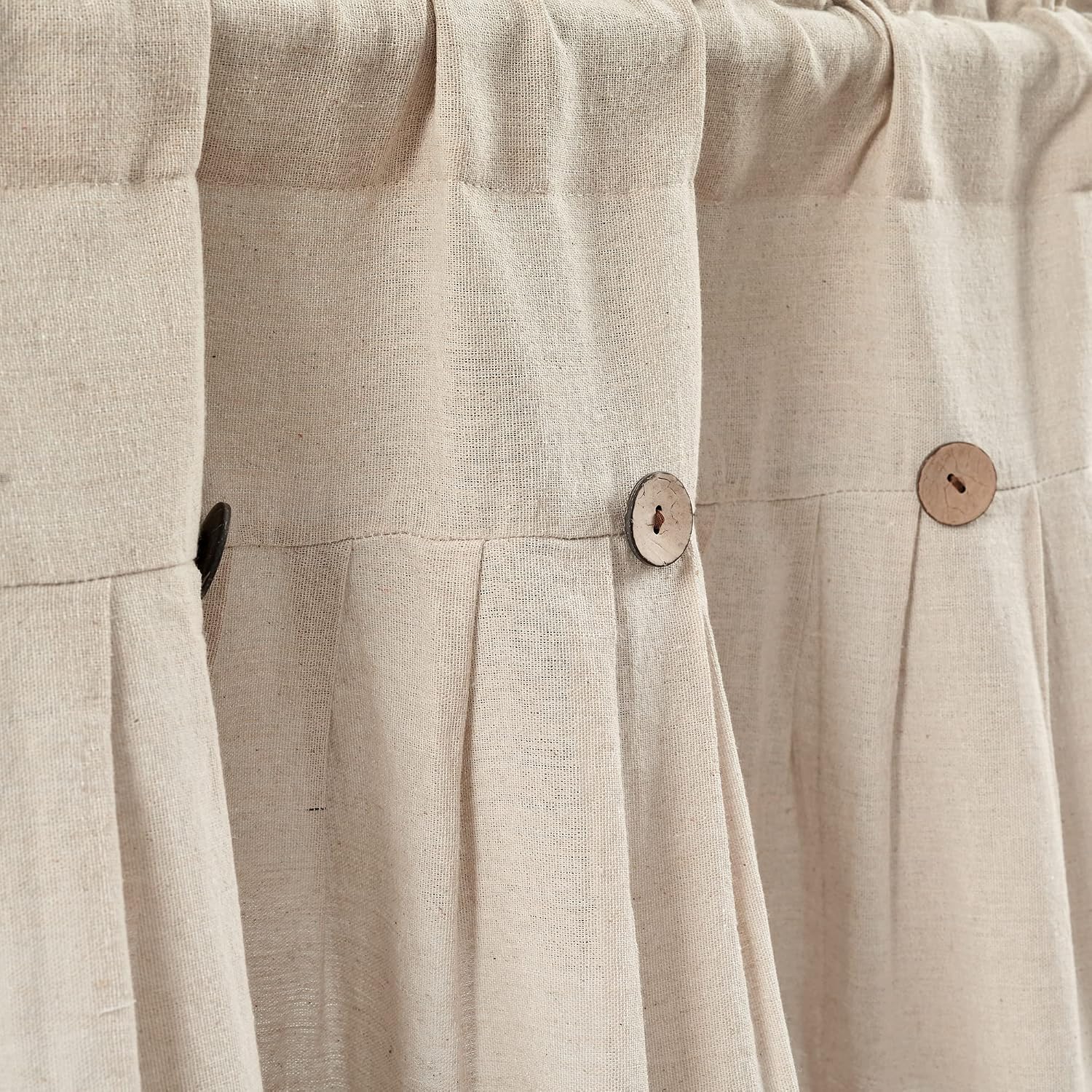 Dark Linen Button Farmhouse Valance