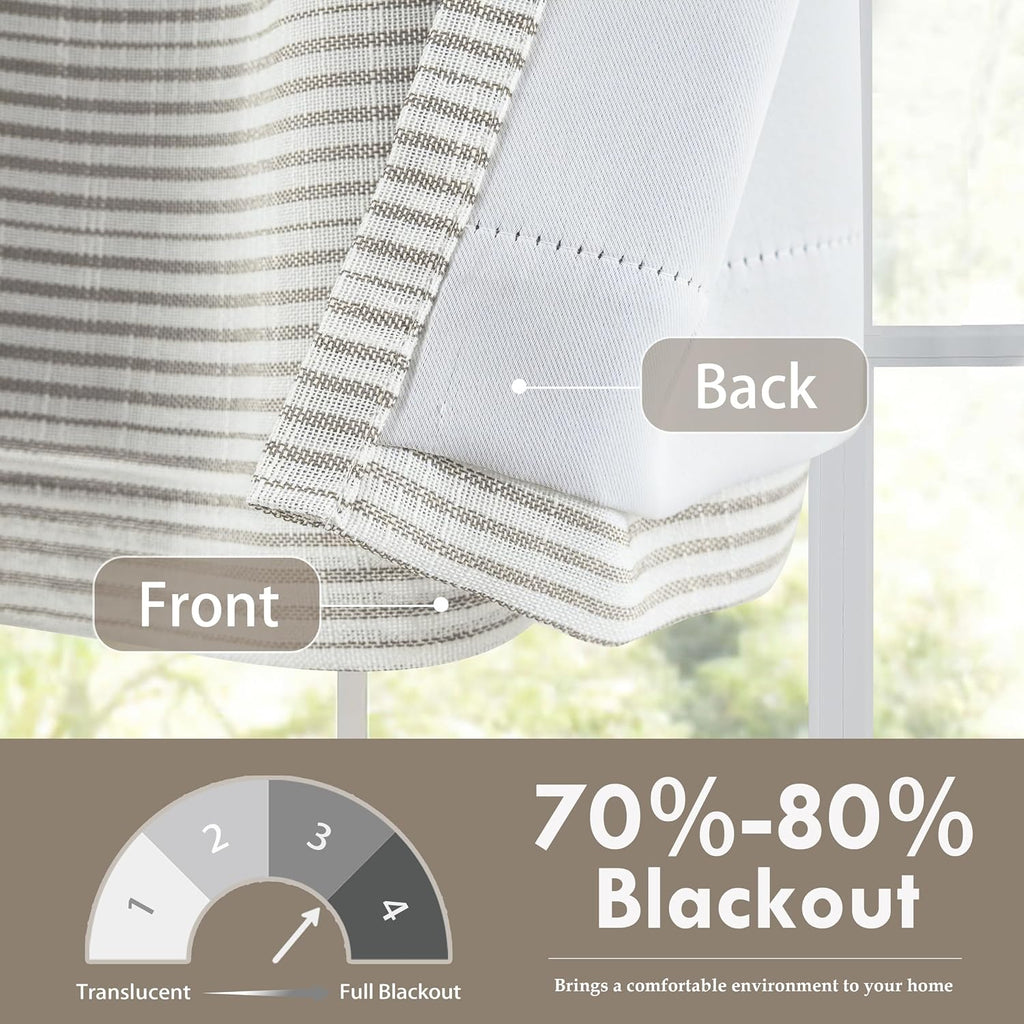 Beige Striped Blackout Curtain Valance