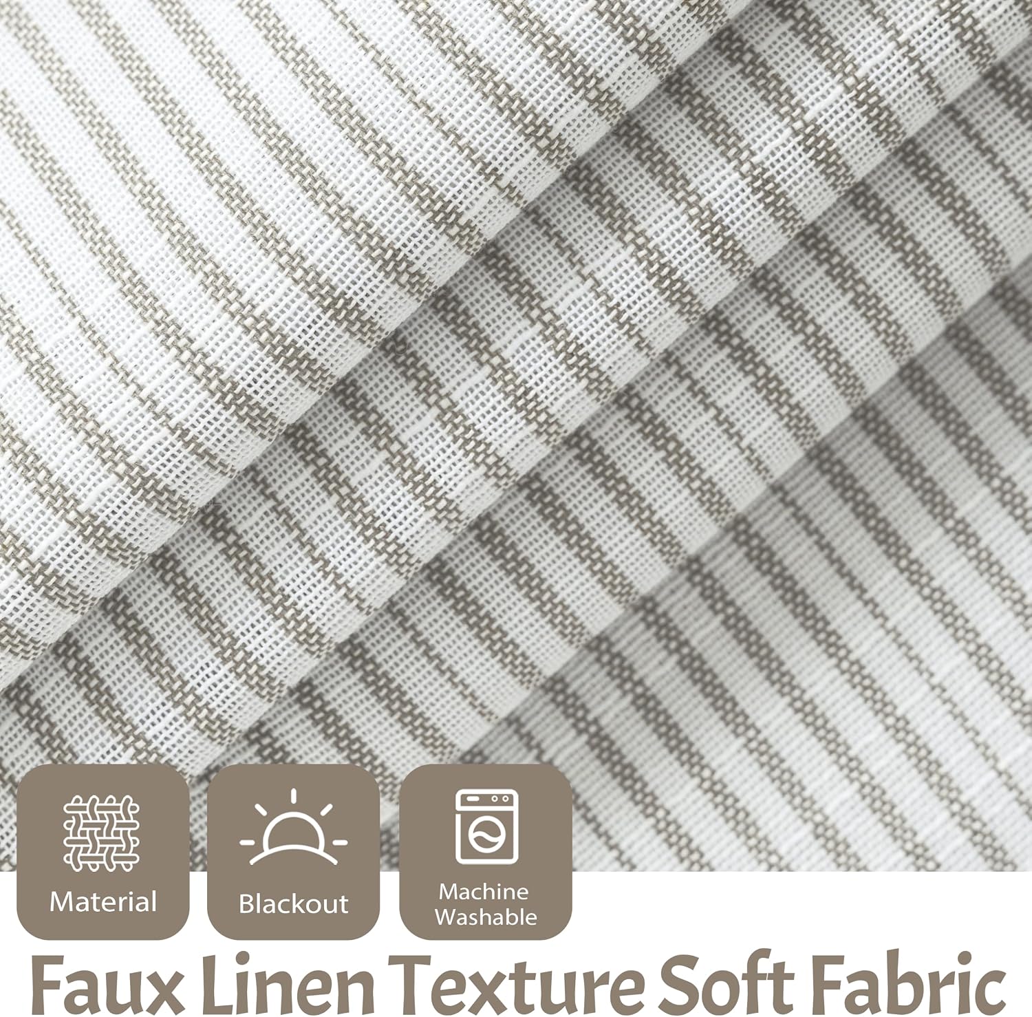 Beige Striped Blackout Curtain Valance