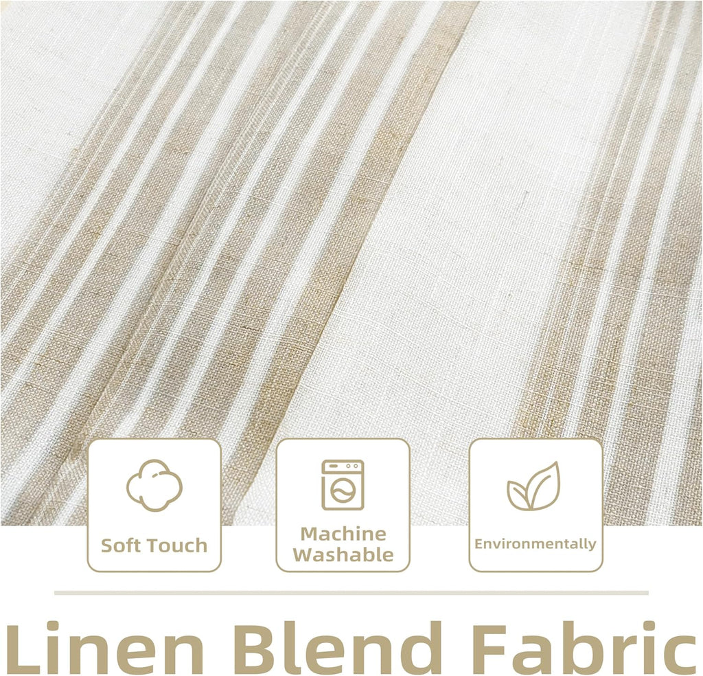 Camel Beige Striped Blackout Window Valance