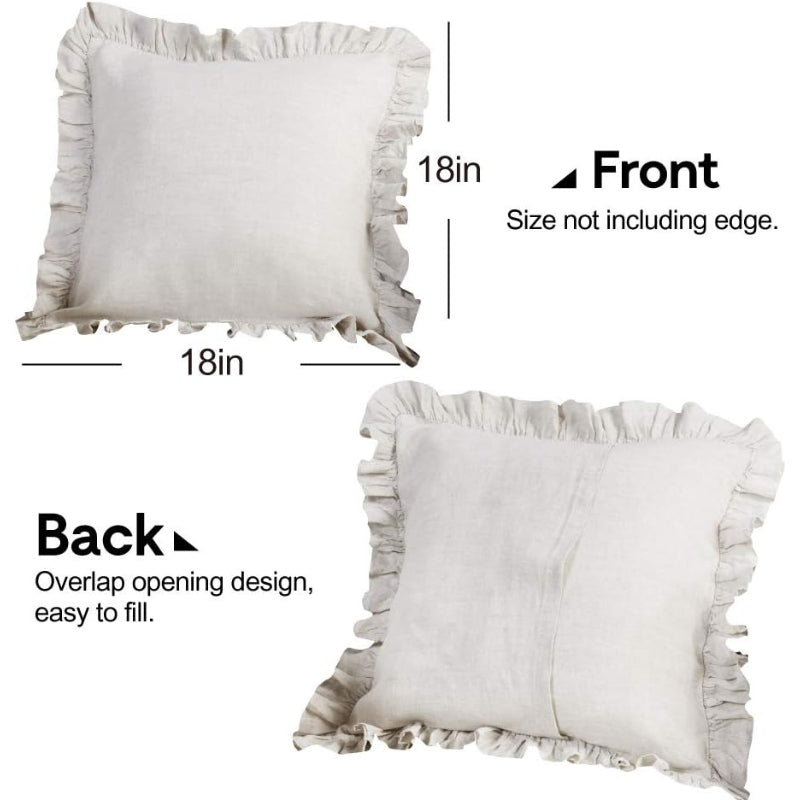 Washed Flax Ruffled Linen Pillow Cover Set